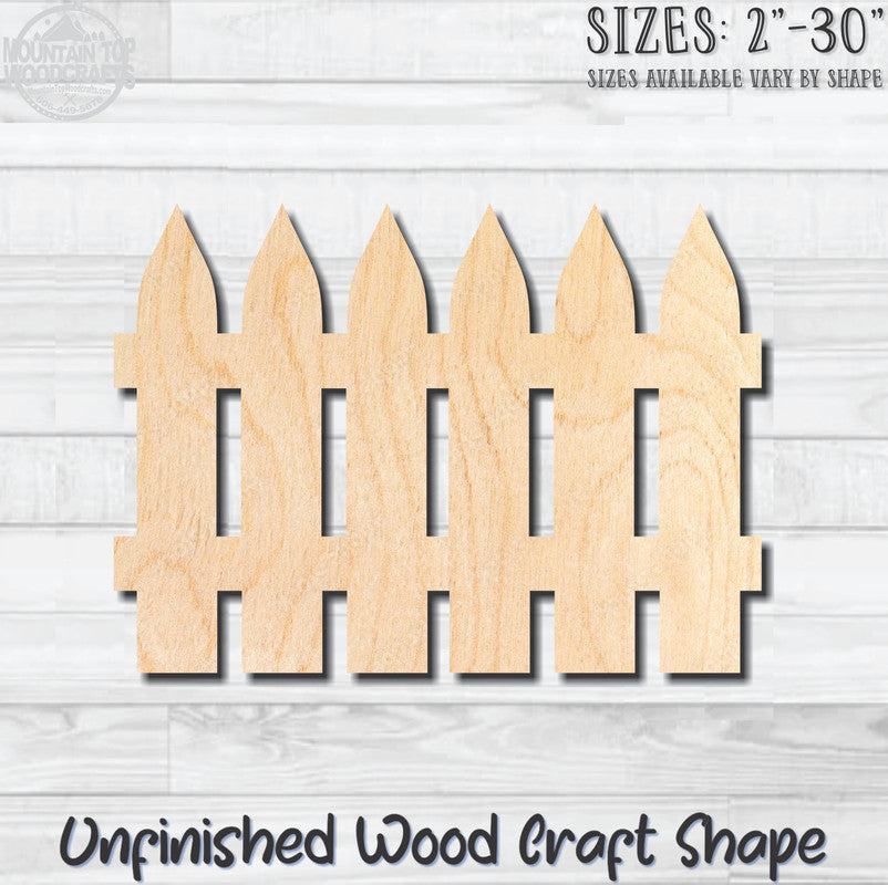 Pickett Fence 2 Unfinished Wood Shape Blank Laser Engraved Cutout Woodcraft Craft Supply