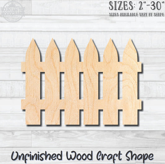 Pickett Fence 2 Unfinished Wood Shape Blank Laser Engraved Cutout Woodcraft Craft Supply