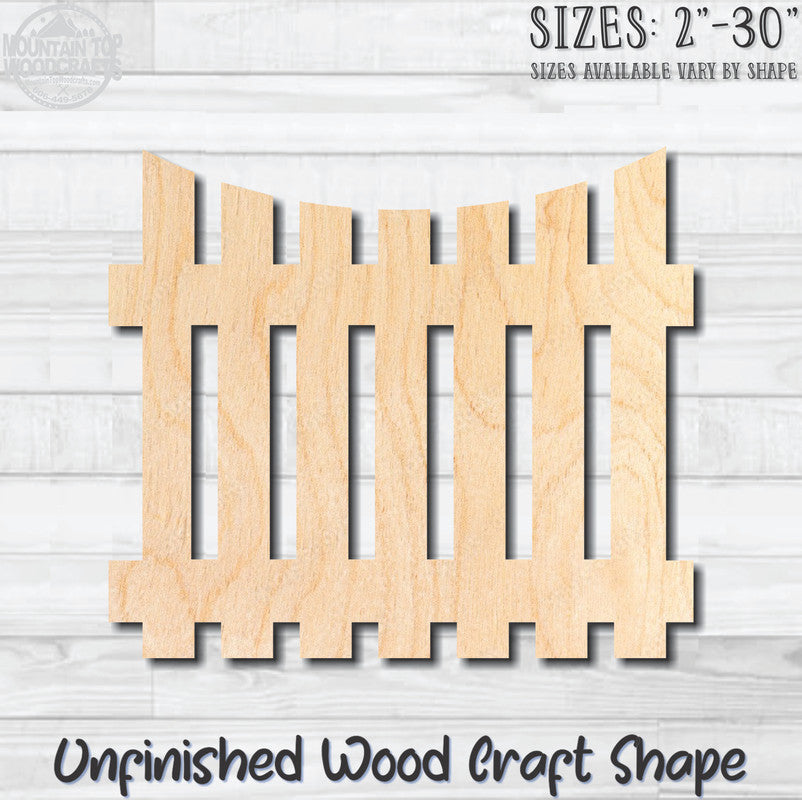 Pickett Fence 7 Unfinished Wood Shape Blank Laser Engraved Cutout Woodcraft Craft Supply