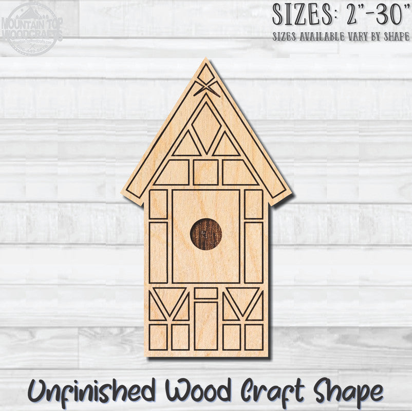 Birdhouse Detailed 1 Unfinished Wood Shape Blank Laser Engraved Cutout Woodcraft Craft Supply
