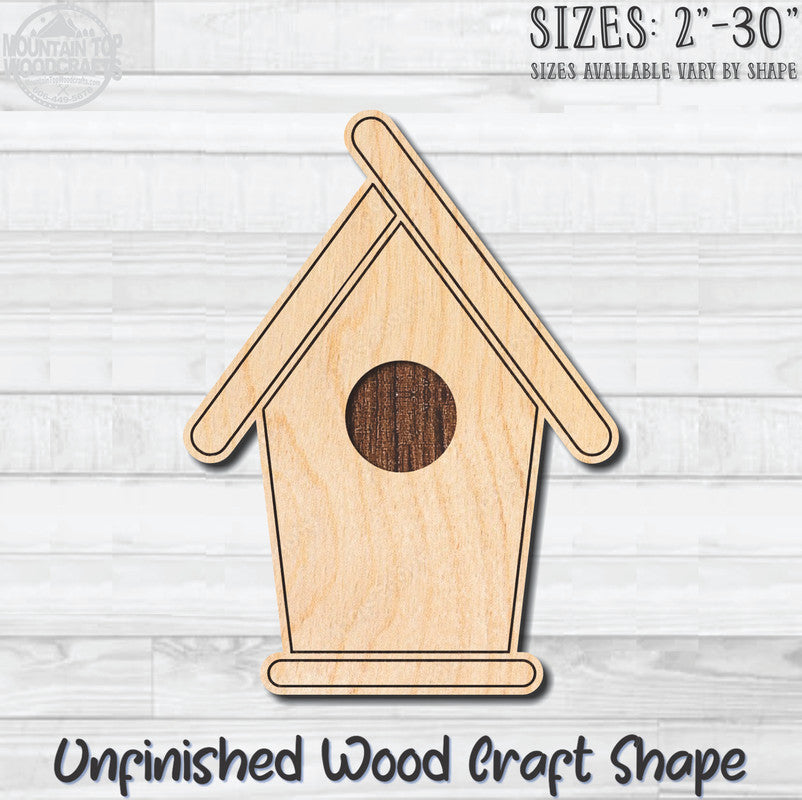 Birdhouse Detailed 2 Unfinished Wood Shape Blank Laser Engraved Cutout Woodcraft Craft Supply