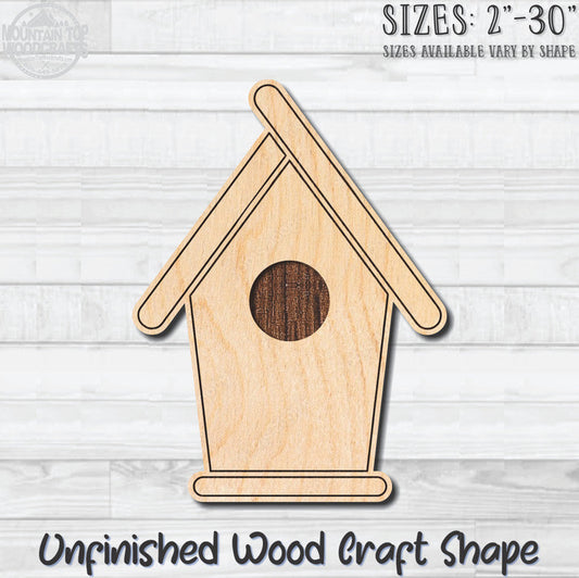 Birdhouse Detailed 2 Unfinished Wood Shape Blank Laser Engraved Cutout Woodcraft Craft Supply