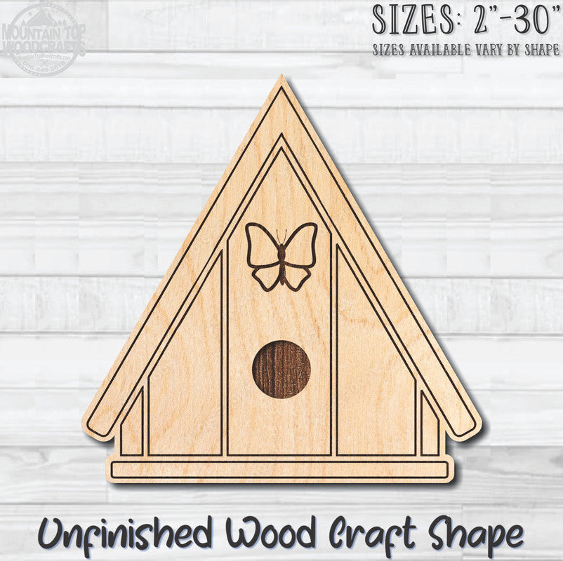 Birdhouse Detailed 4 Unfinished Wood Shape Blank Laser Engraved Cutout Woodcraft Craft Supply