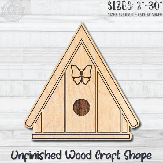 Birdhouse Detailed 4 Unfinished Wood Shape Blank Laser Engraved Cutout Woodcraft Craft Supply