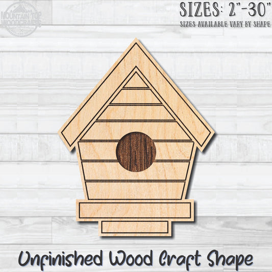 Birdhouse Detailed 5 Unfinished Wood Shape Blank Laser Engraved Cutout Woodcraft Craft Supply