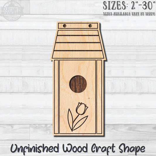Birdhouse Detailed 9 Unfinished Wood Shape Blank Laser Engraved Cutout Woodcraft Craft Supply