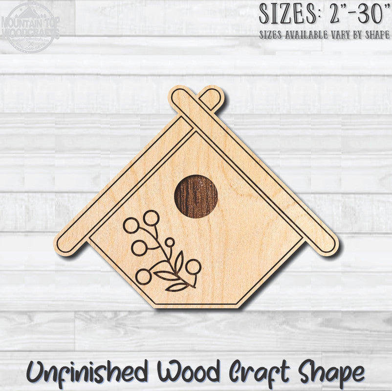 Birdhouse 10 Unfinished Wood Shape Blank Laser Engraved Cutout Woodcraft Craft Supply