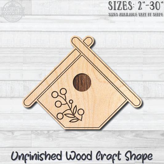 Birdhouse 10 Unfinished Wood Shape Blank Laser Engraved Cutout Woodcraft Craft Supply