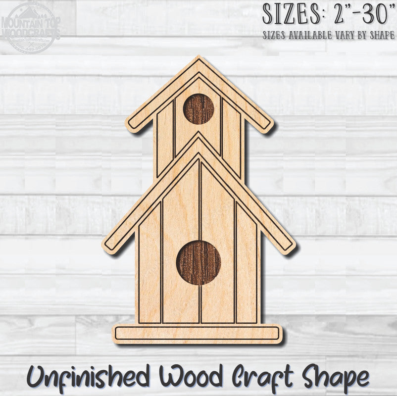 Birdhouse 12 Unfinished Wood Shape Blank Laser Engraved Cutout Woodcraft Craft Supply