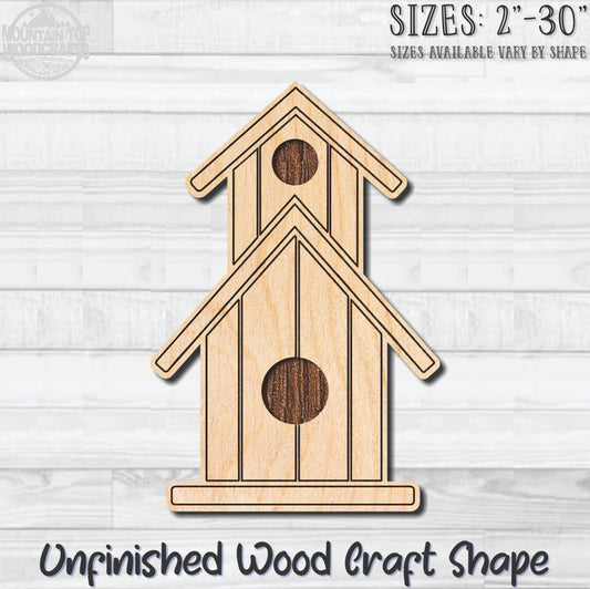 Birdhouse 12 Unfinished Wood Shape Blank Laser Engraved Cutout Woodcraft Craft Supply