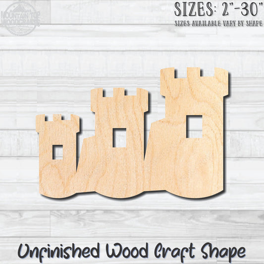 Sand Castle 1 Unfinished Wood Shape Blank Laser Engraved Cutout Woodcraft Craft Supply