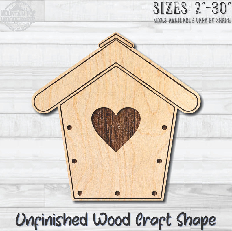 Birdhouse 14 Unfinished Wood Shape Blank Laser Engraved Cutout Woodcraft Craft Supply
