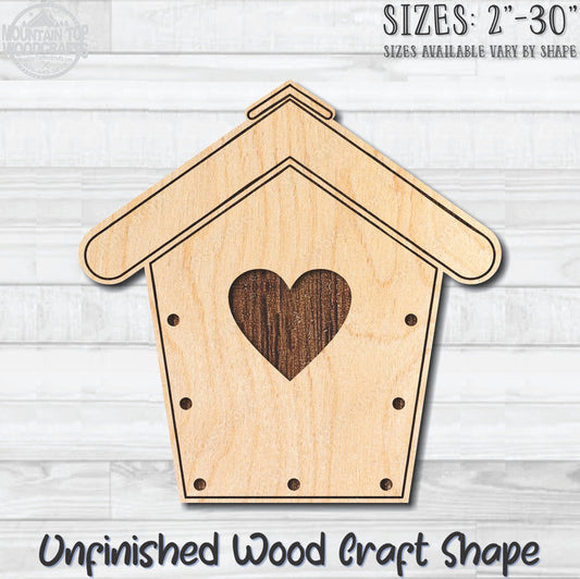 Birdhouse 14 Unfinished Wood Shape Blank Laser Engraved Cutout Woodcraft Craft Supply