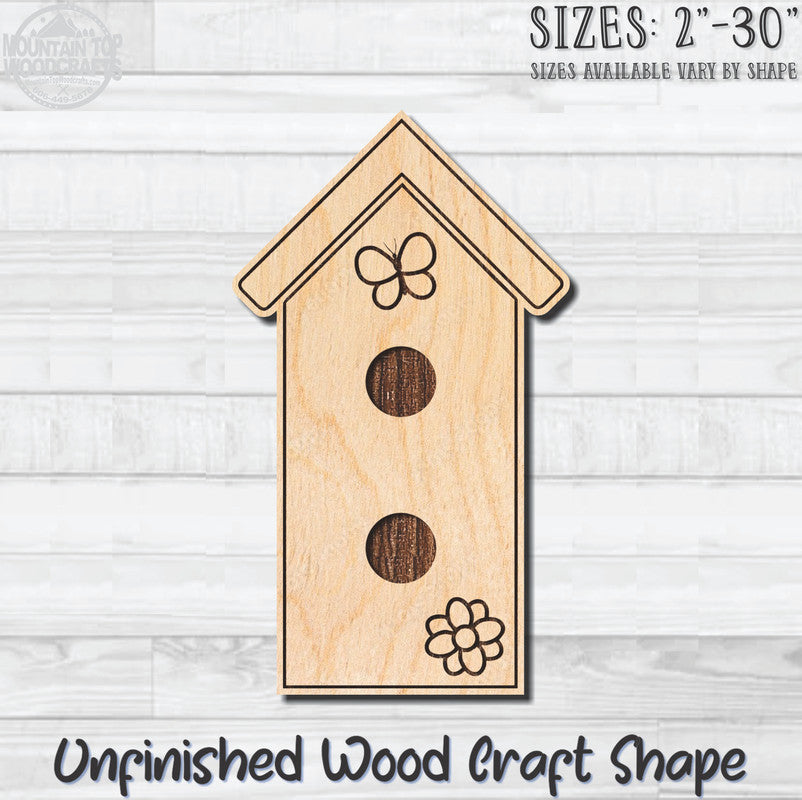 Birdhouse 15 Unfinished Wood Shape Blank Laser Engraved Cutout Woodcraft Craft Supply