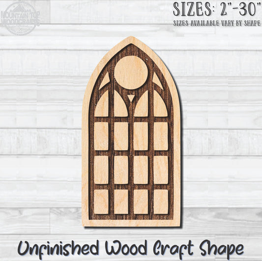 Stained Glass Window 1 Unfinished Wood Shape Blank Laser Engraved Cutout Woodcraft Craft Supply