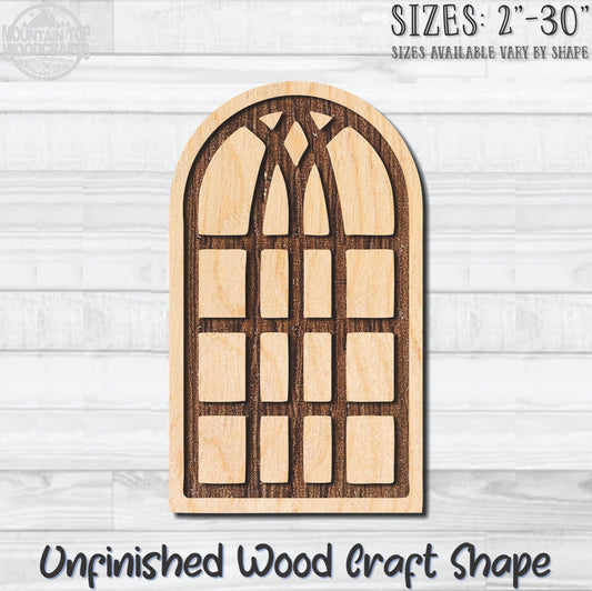 Stained Glass Window 2 Unfinished Wood Shape Blank Laser Engraved Cut Out Woodcraft Craft Supply