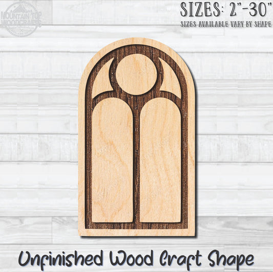 Stained Glass Window 3 Unfinished Wood Shape Blank Laser Engraved Cut Out Woodcraft Craft Supply