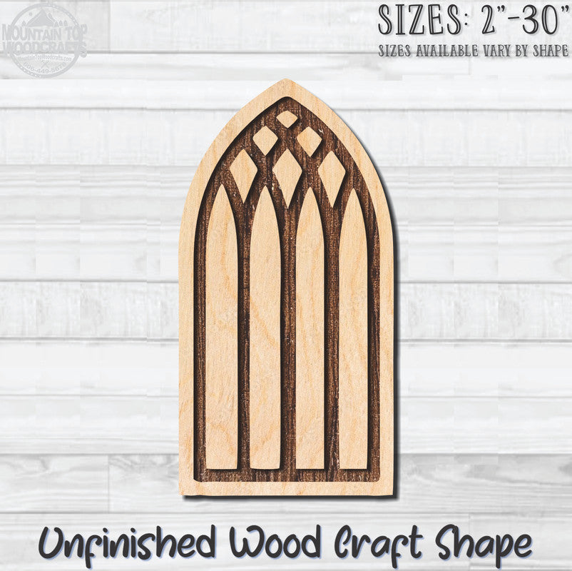 Stained Glass Window 4 Unfinished Wood Shape Blank Laser Engraved Cut Out Woodcraft Craft Supply