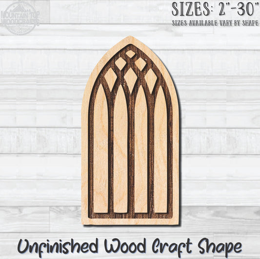 Stained Glass Window 4 Unfinished Wood Shape Blank Laser Engraved Cut Out Woodcraft Craft Supply