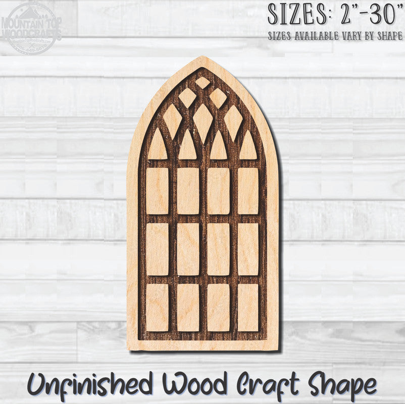 Stained Glass Window 6 Unfinished Wood Shape Blank Laser Engraved Cut Out Woodcraft Craft Supply