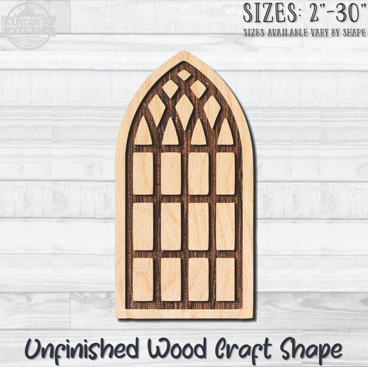 Stained Glass Window 6 Unfinished Wood Shape Blank Laser Engraved Cut Out Woodcraft Craft Supply