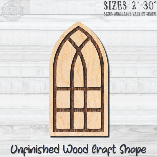 Stained Glass Window 7 Unfinished Wood Shape Blank Laser Engraved Cut Out Woodcraft Craft Supply