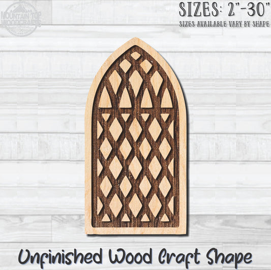 Stained Glass Window 9 Unfinished Wood Shape Blank Laser Engraved Cut Out Woodcraft Craft Supply