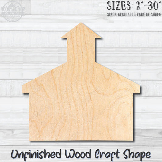 Old School House Unfinished Wood Shape Blank Laser Engraved Cut Out Woodcraft Craft Supply