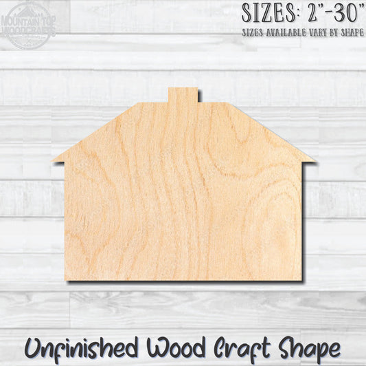 House Home Building 16 Unfinished Wood Shape Blank Laser Engraved Cutout Woodcraft Craft Supply