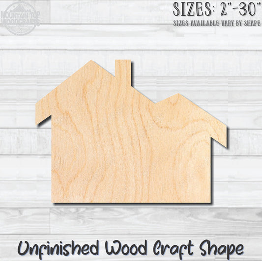 House Home Building 24 Unfinished Wood Shape Blank Laser Engraved Cutout Woodcraft Craft Supply