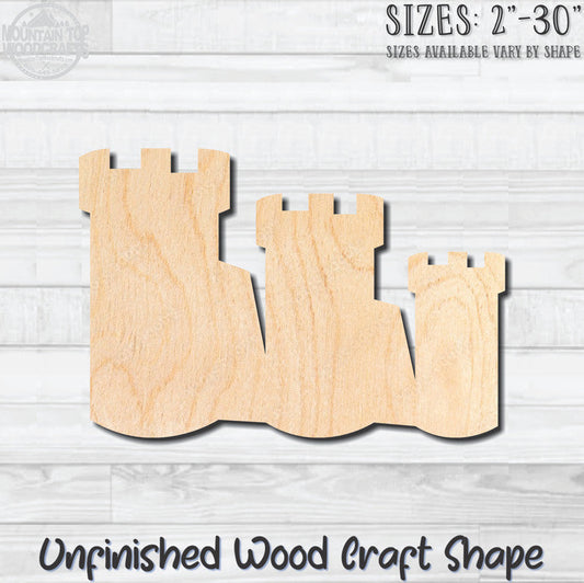 Sand Castle 7 Unfinished Wood Shape Blank Laser Engraved Cutout Woodcraft Craft Supply