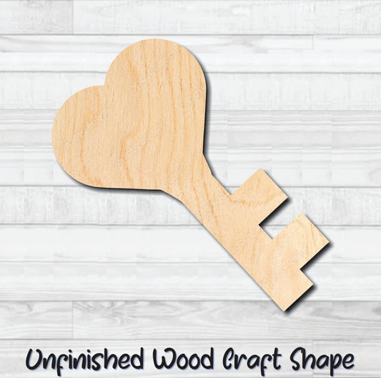 Heart Skeleton Key Unfinished Wood Shape Blank Laser Engraved Cut Out Woodcraft Craft Supply
