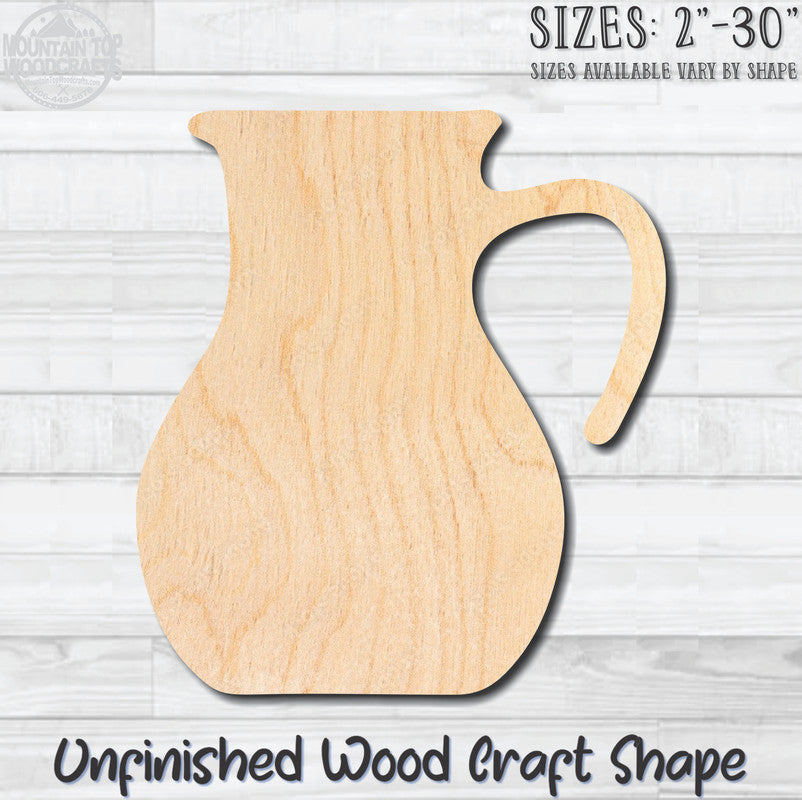 Pitcher Jug Carafe 1 Unfinished Wood Shape Blank Laser Engraved Cut Out Woodcraft Craft Supply