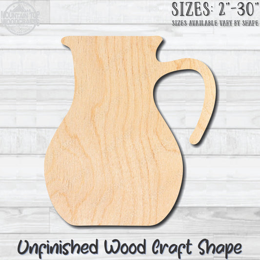 Pitcher Jug Carafe 1 Unfinished Wood Shape Blank Laser Engraved Cut Out Woodcraft Craft Supply
