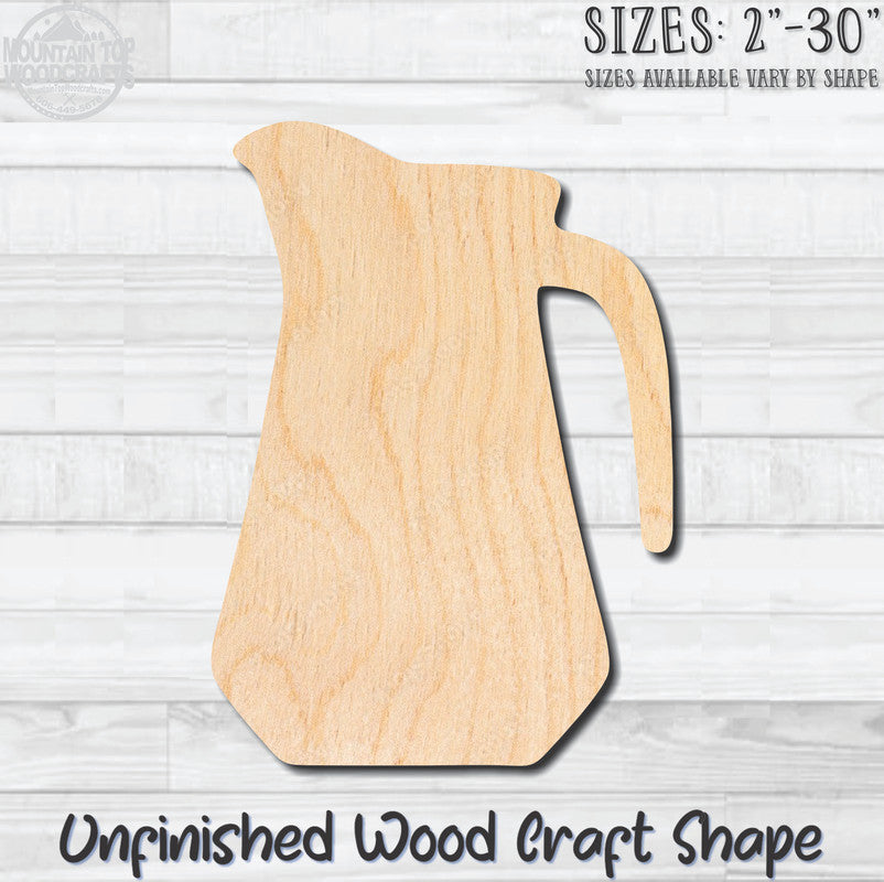 Pitcher Jug Carafe 2 Unfinished Wood Shape Blank Laser Engraved Cut Out Woodcraft Craft Supply