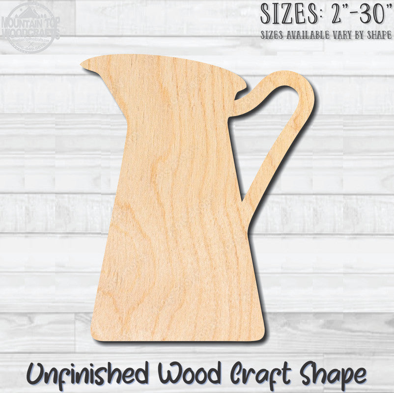 Pitcher Jug Carafe 3 Unfinished Wood Shape Blank Laser Engraved Cut Out Woodcraft Craft Supply