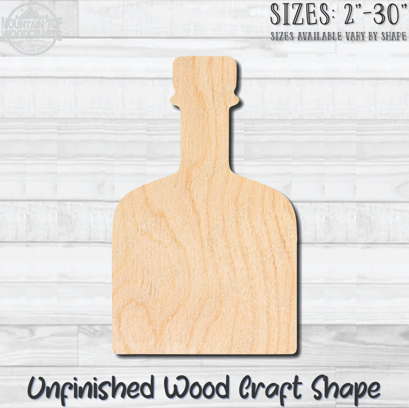 Liquor Bottle 1 Unfinished Wood Shape Blank Laser Engraved Cutout Woodcraft Craft Supply