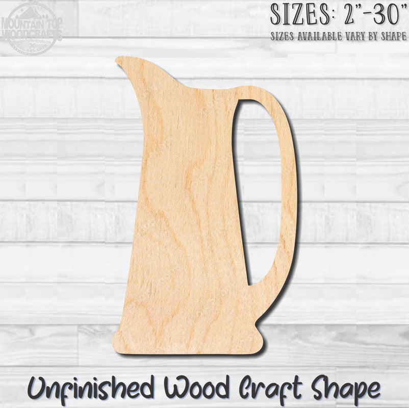 Pitcher Jug Carafe 4 Unfinished Wood Shape Blank Laser Engraved Cut Out Woodcraft Craft Supply