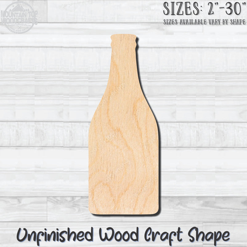 Beer Wine Liquor Water Bottle 1 Unfinished Wood Shape Blank Laser Engraved Cutout Woodcraft Craft Supply