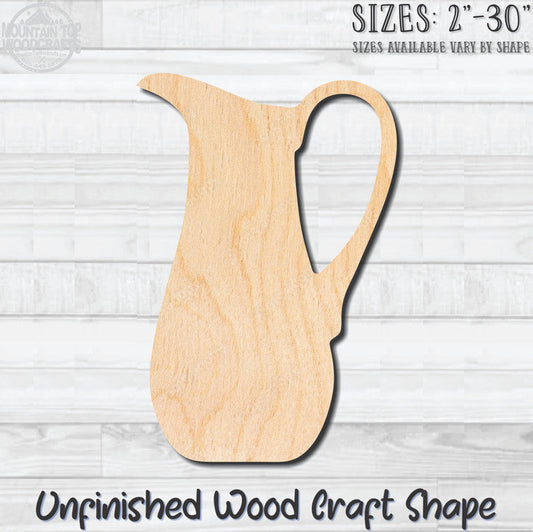 Pitcher Jug Carafe 5 Unfinished Wood Shape Blank Laser Engraved Cut Out Woodcraft Craft Supply