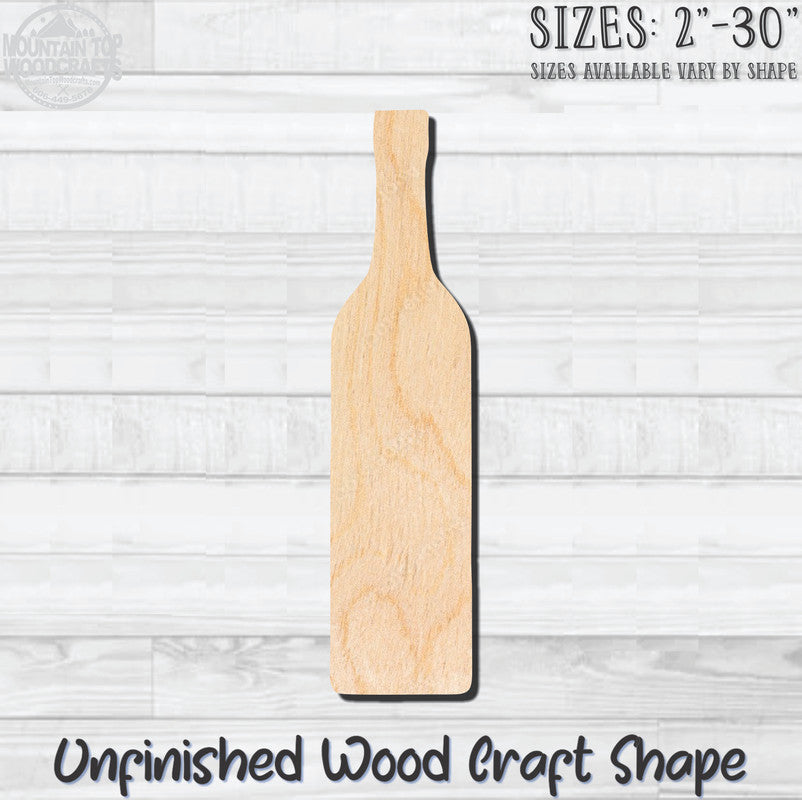 Beer Wine Liquor Bottle 3 Unfinished Wood Shape Blank Laser Engraved Cutout Woodcraft Craft Supply
