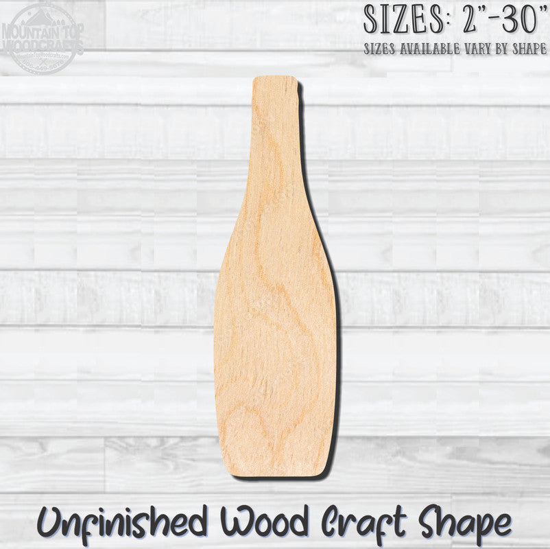 Wine Liquor Beer Bottle 4 Unfinished Wood Shape Blank Laser Engraved Cut Out Woodcraft Craft Supply