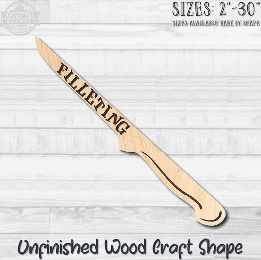 Knife Filleting with Wording Kitchen Unfinished Wood Shape Blank Laser Engraved Cutout Woodcraft Craft Supply
