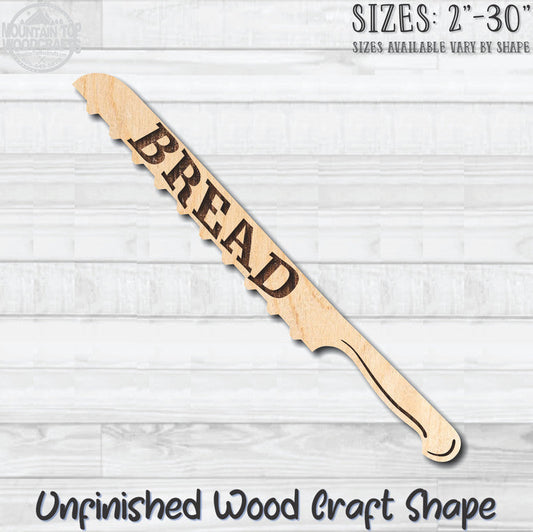Knife Bread with Wording Kitchen Unfinished Wood Shape Blank Laser Engraved Cutout Woodcraft Craft Supply