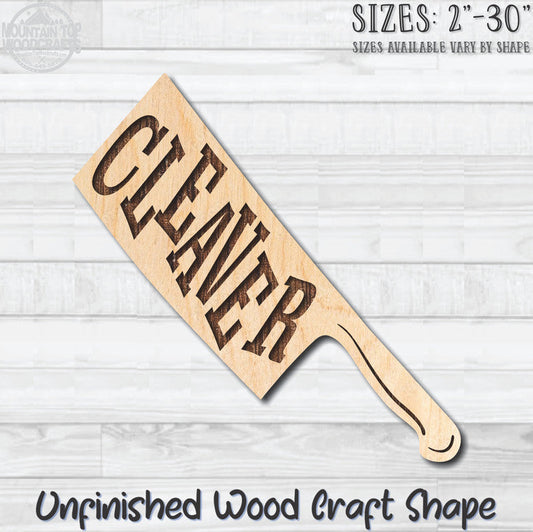 Knife Cleaver with Wording Kitchen Unfinished Wood Shape Blank Laser Engraved Cutout Woodcraft Craft Supply