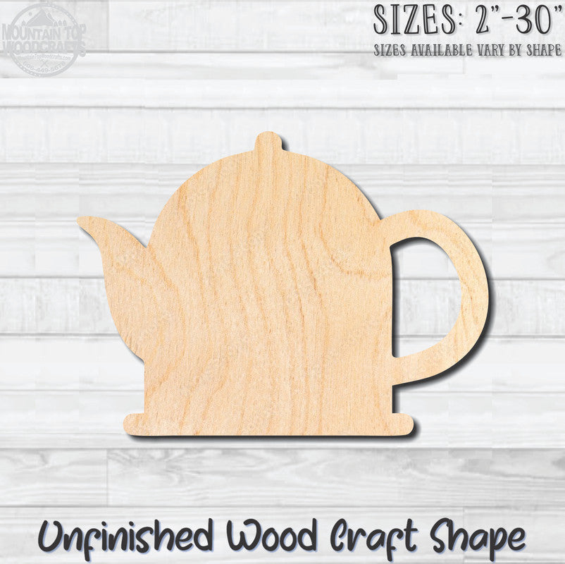 Teapot Tea Pot 2 Unfinished Wood Shape Blank Laser Engraved Cut Out Woodcraft Craft Supply