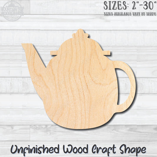 Teapot Tea Pot 6 Unfinished Wood Shape Blank Laser Engraved Cut Out Woodcraft Craft Supply