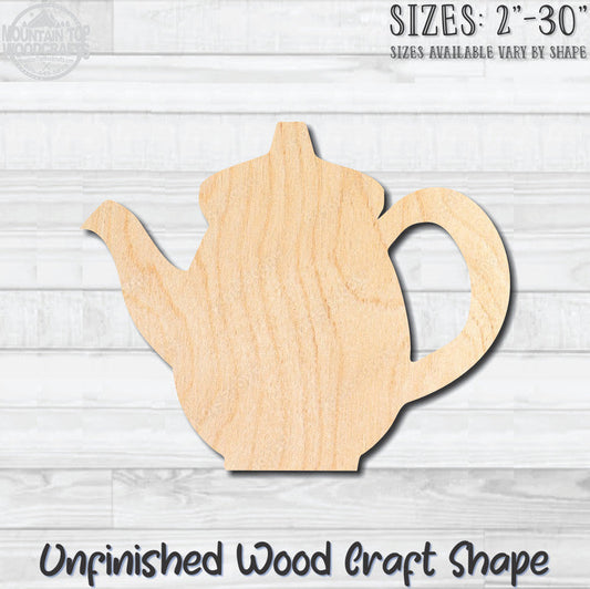 Teapot Tea Pot 7 Unfinished Wood Shape Blank Laser Engraved Cut Out Woodcraft Craft Supply