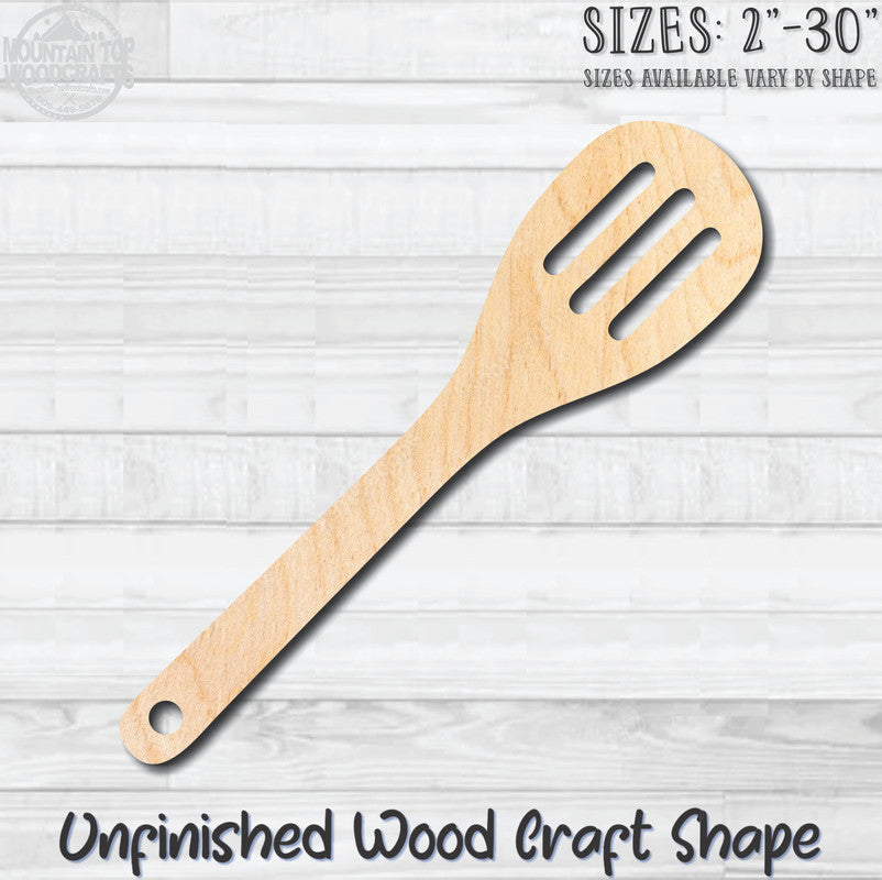 Slotted Spatula Kitchen Unfinished Wood Shape Blank Laser Engraved Cut Out Woodcraft Craft Supply