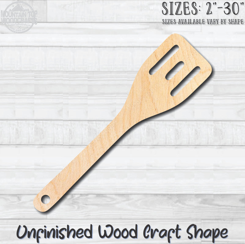 Slotted Spatula Kitchen Unfinished Wood Shape Blank Laser Engraved Cutout Woodcraft Craft Supply